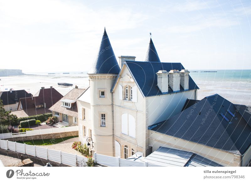 nice Vacation & Travel Summer vacation House (Residential Structure) Dream house Water Sky Horizon Beautiful weather Coast Ocean Arromanches France Europe