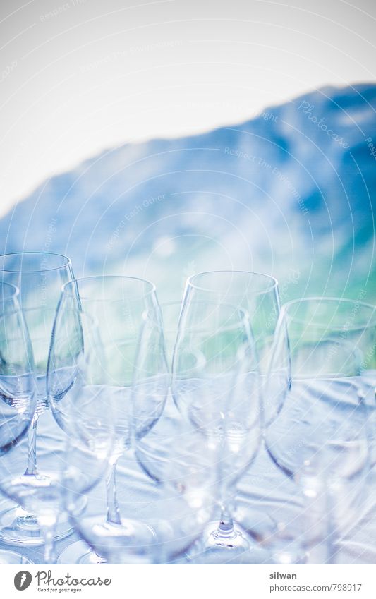 Glass is empty ... Lounge Wedding Esthetic Glittering Beautiful Cold Green White Anticipation Calm Wine glass Mountain Shallow depth of field Glass goblet