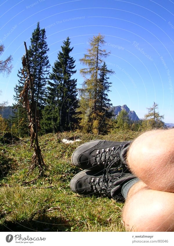 Hiking and mountaineering: These boots... Colour photo Exterior shot Copy Space top Day Worm's-eye view Leisure and hobbies Vacation & Travel Tourism Trip