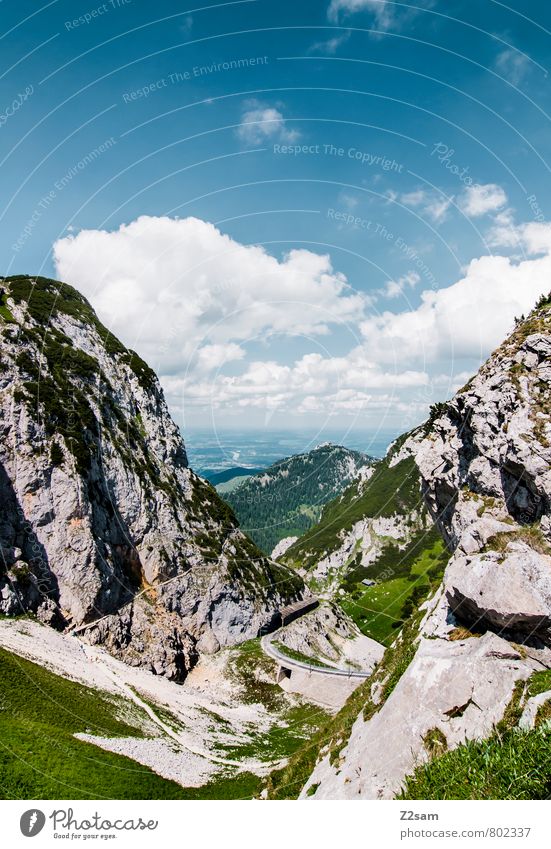 Wendelstein Environment Nature Landscape Sky Clouds Summer Beautiful weather Meadow Rock Alps Mountain Peak Far-off places Gigantic Tall Sustainability Natural