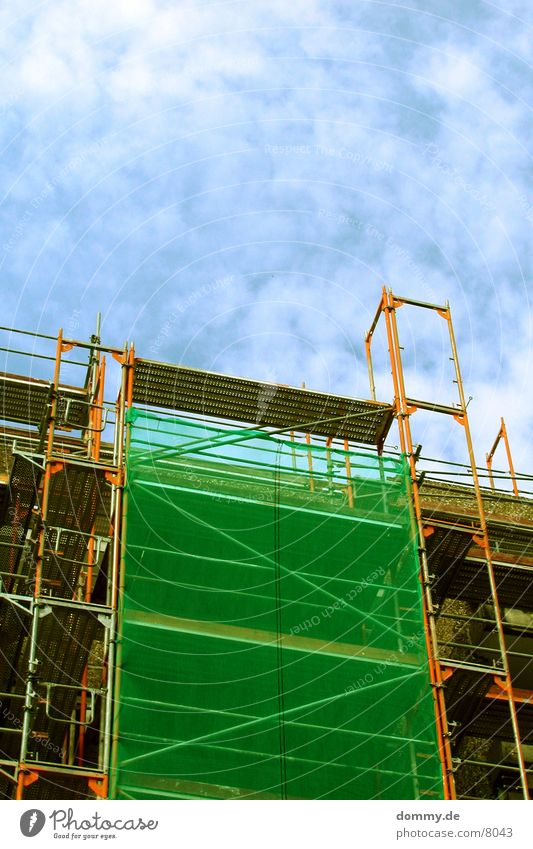scaffolding Building Green Clouds Architecture Scaffold Net Collateralization Sky Blue