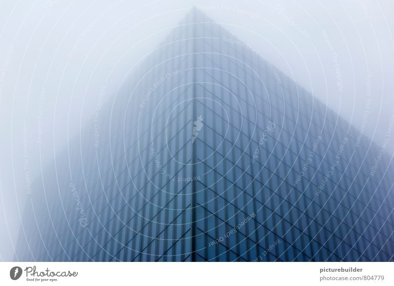 skyscrapers Fog New York City Town Downtown High-rise Architecture Facade Glass Blue Fear of heights Perspective Colour photo Exterior shot Deserted