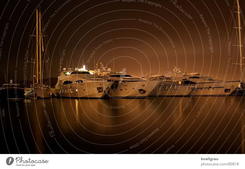 Harbour Nights Sport boats Noble On board Yacht harbour Millionaire Mole Sailing ship Motorboat Drop anchor Balearic Islands Luxury Expensive Captain Success