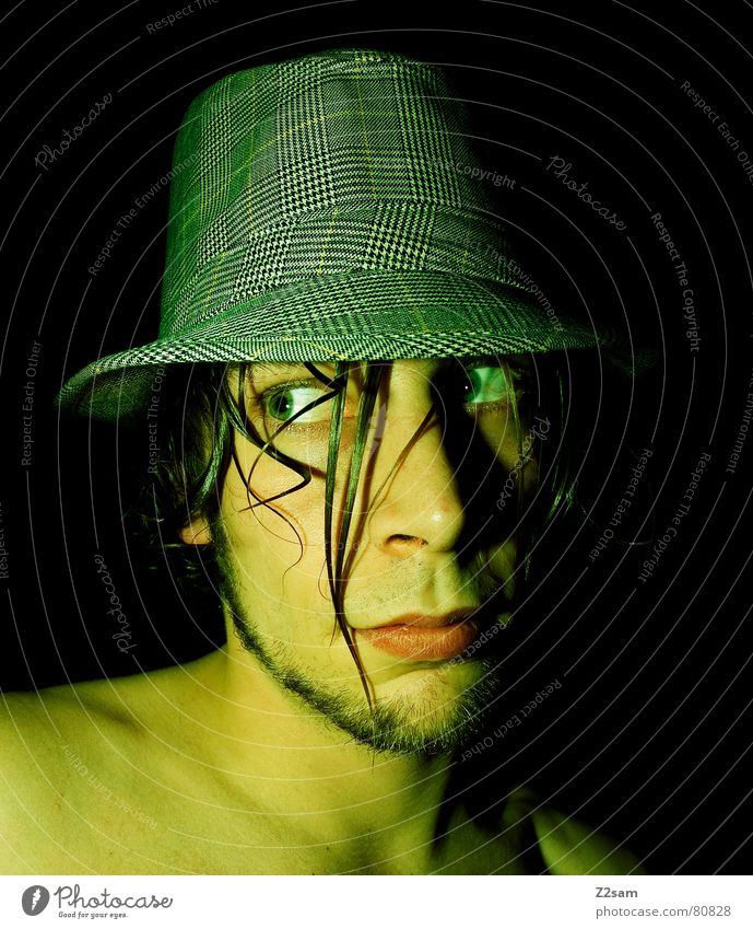 looks as green Green Boredom Headwear Facial hair Man Wet Human being Style portraite Hat Face Hair and hairstyles