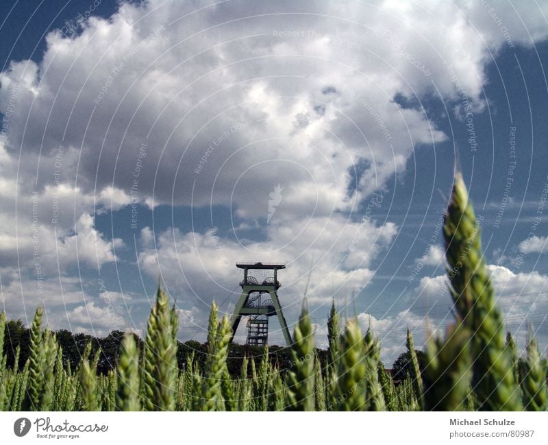 shaft in the field Nuclear waste Field Summer Clouds Wheat Industry shaft conrad Sky Wind