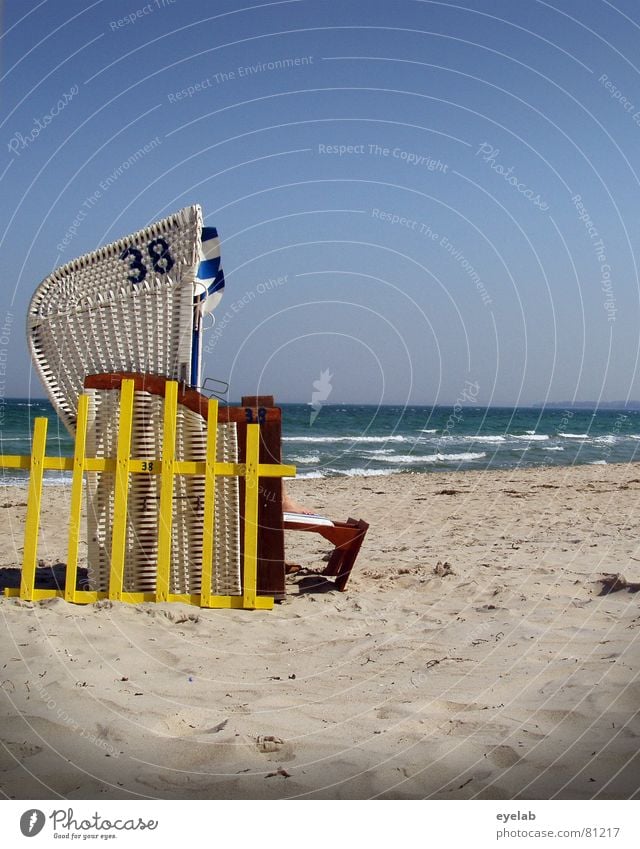 Germany - a winter fairy tale Reticular Summer Beach Coast Vacation & Travel Yellow Beach chair Waves Calm Grating Surf Schleswig-Holstein Sky Joy Seasons