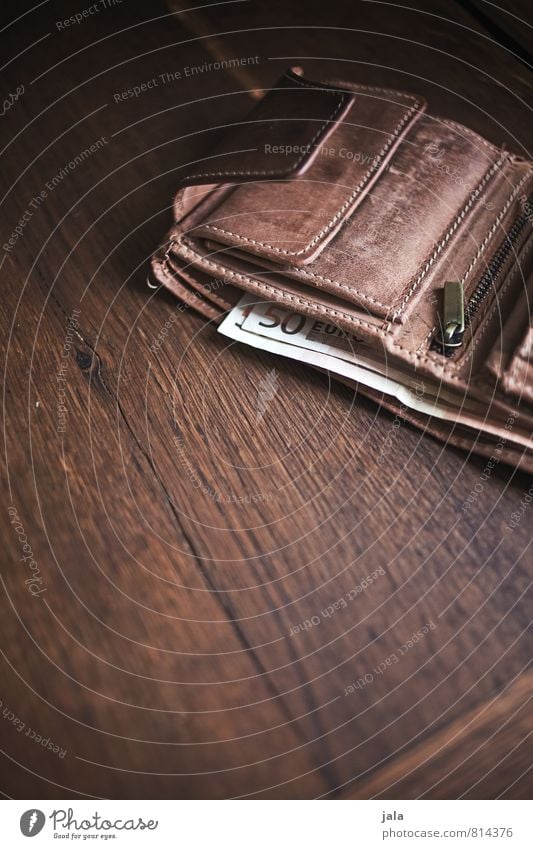 wallet Money Money purse Bank note Euro Wood Leather Esthetic Success Good Wooden table Colour photo Interior shot Deserted Copy Space bottom Neutral Background