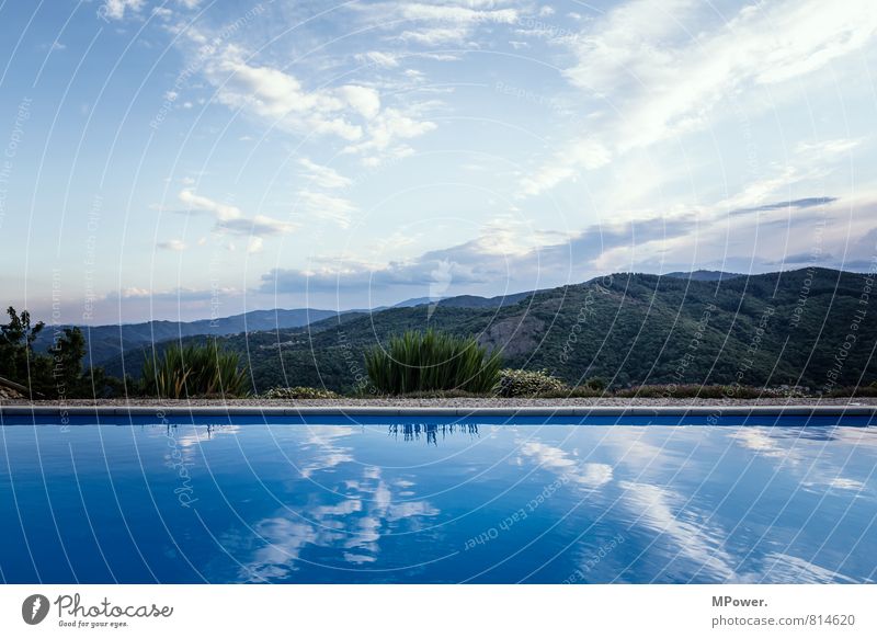 pool Nature Landscape Weather Beautiful weather Warmth Oasis Swimming & Bathing Swimming pool Water Rhône-Alpes region France Blue Forest Hill Colour photo