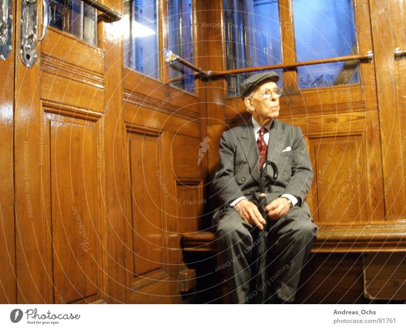 Old Man Elevator Lisbon Think Senior citizen Human being Technology