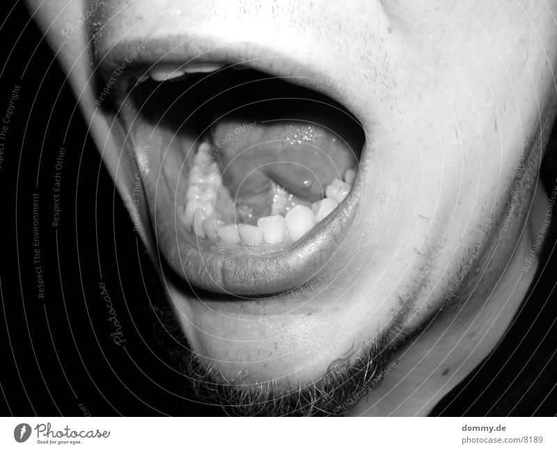 The Scream Black White Man Tongue Fear Black & white photo Teeth