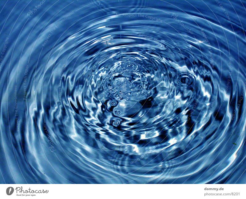 blue Waves Water Drops of water Fluid Blue through wave Circle Close-up Macro (Extreme close-up)
