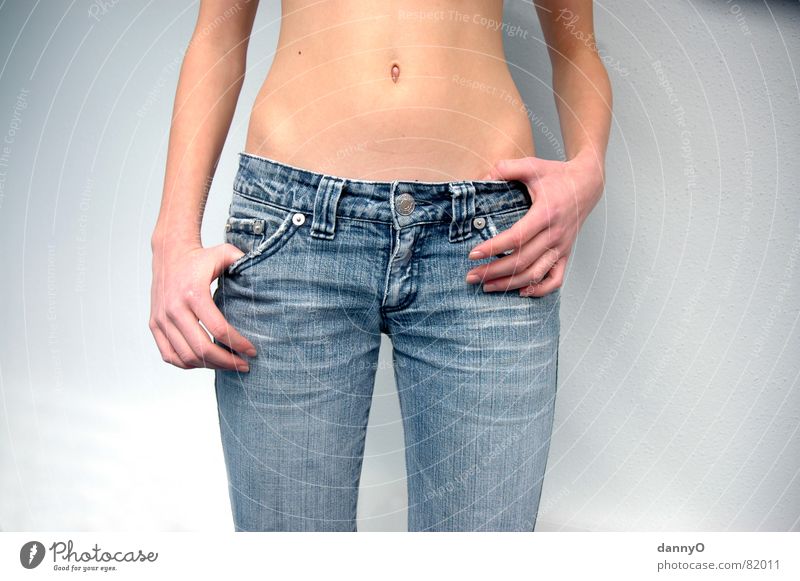 jeans beauty Pants Hand Navel Brown Fingers Beautiful Arm Stomach Blue Eroticism Body Jeans