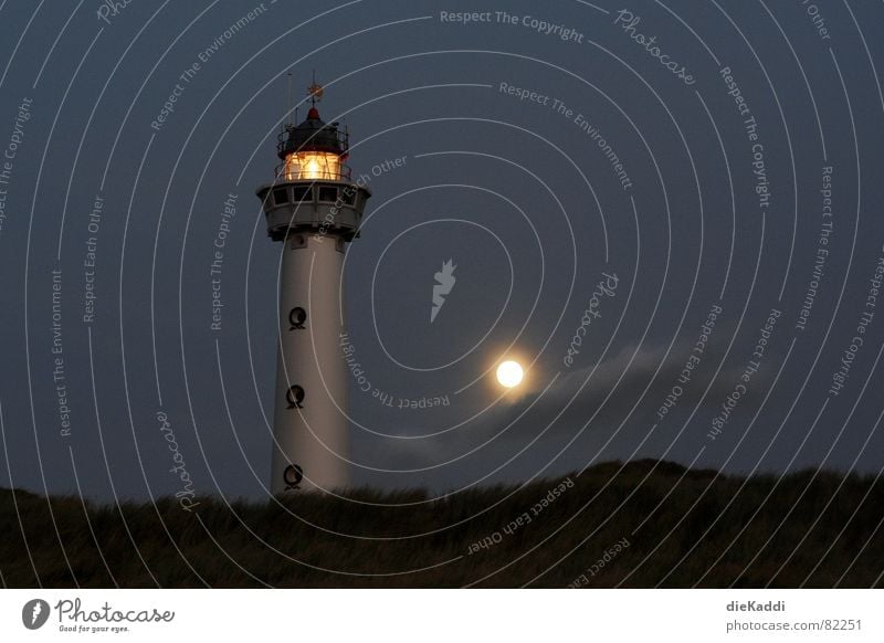Light the fires... Lighthouse Full  moon Beach Night Dark Netherlands Beacon Coast Orientation Navigation Safety Trust Conduct Egmond aan Zee Lamp Moon