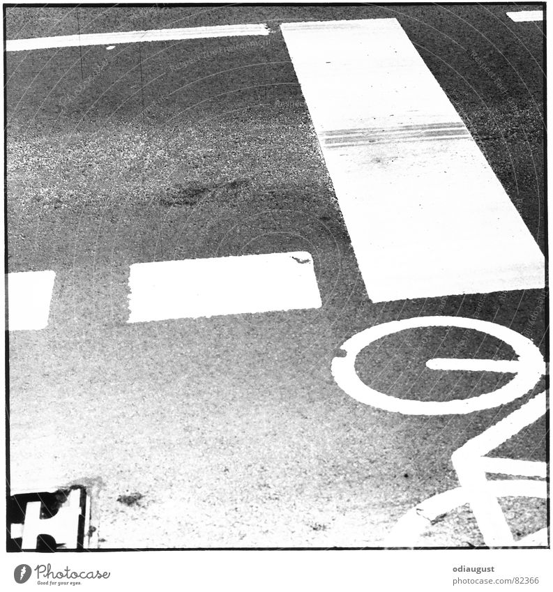 Street_1 Cycle path Asphalt Gully Traffic lane Driveway Black & white photo