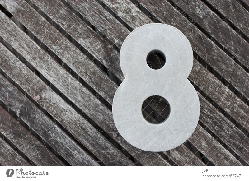 thca Concrete Wood Sign Digits and numbers Line Stripe Brown Gray Eight eighth Birthday Countdown Colour photo Black & white photo Exterior shot Copy Space left