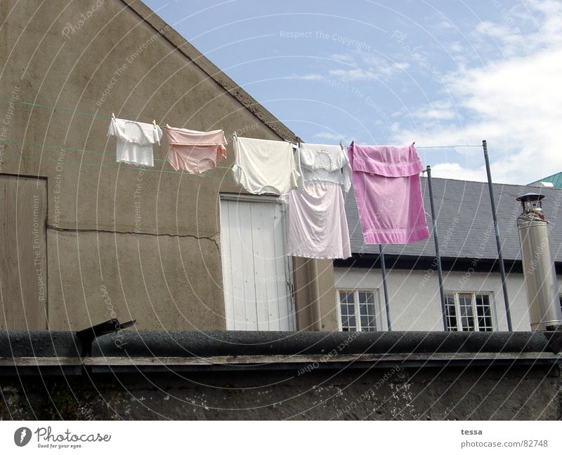 coloured fabrics Washing Laundry Washing day Backyard House (Residential Structure) Pink Farm