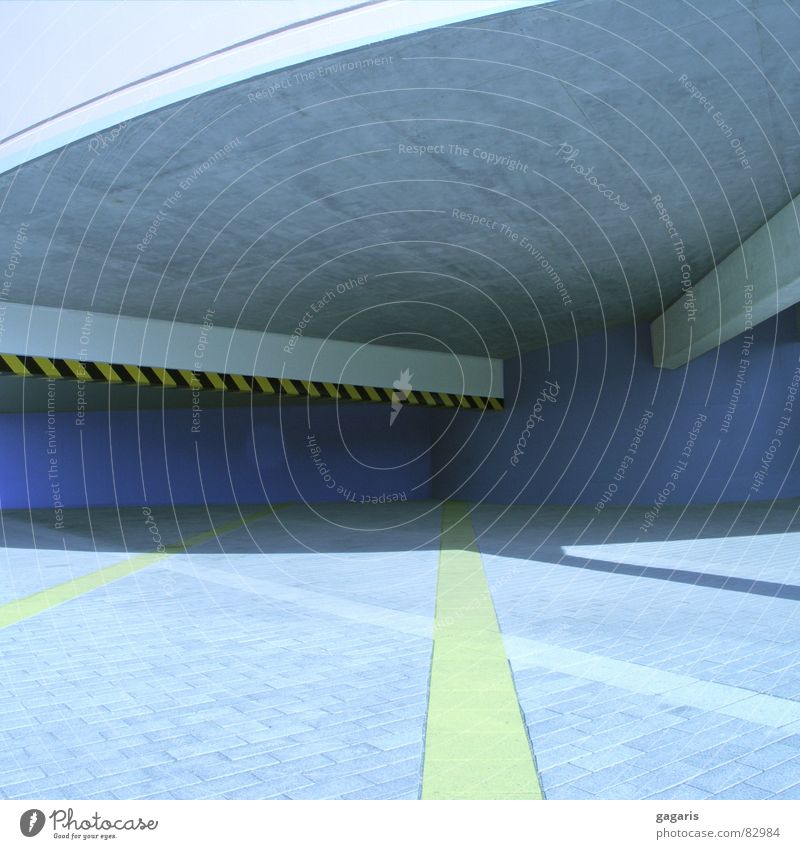 blue house Parking garage Abstract Formal Concrete Ramp Spiral Expressway exit Manipulation Yellow Architecture Crazy Blue