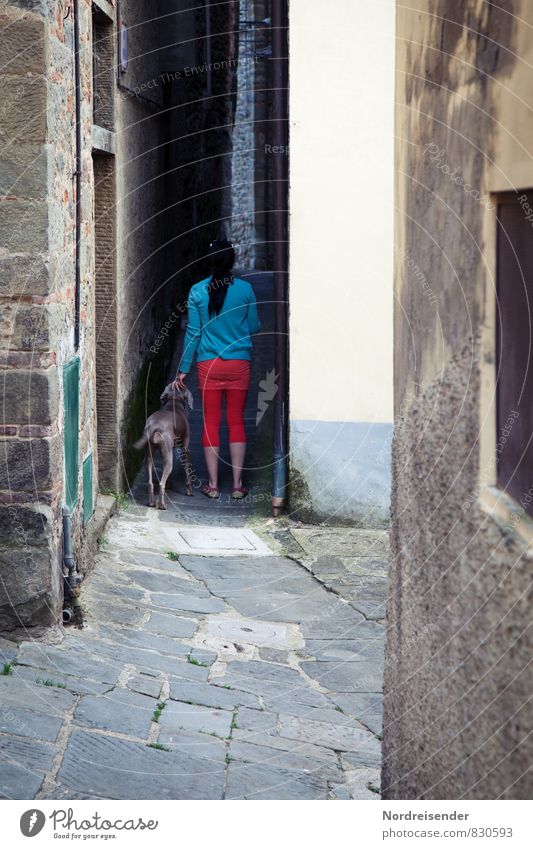 In the alleys of Loro Ciuffenna Lifestyle Tourism Human being Feminine Woman Adults 1 Small Town Old town House (Residential Structure) Building Architecture