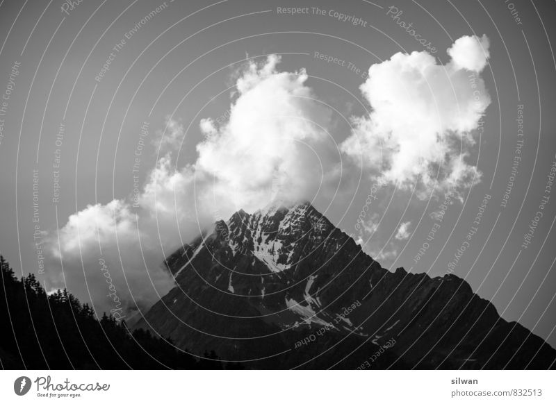Piz Linard - Cloud peak Vacation & Travel Landscape Sky Clouds Summer Rock Alps Peak Snowcapped peak Threat Calm Horizon Cold Engadine Canton Graubünden