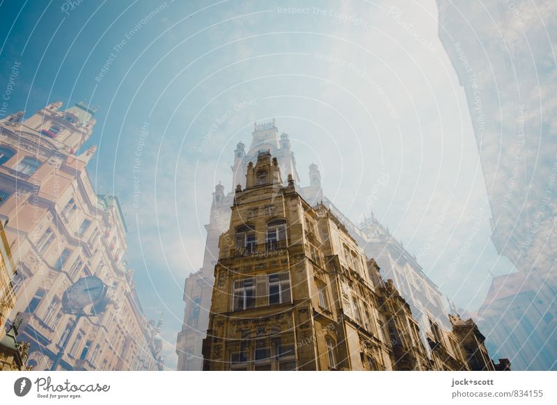 more than just a facade Architecture Cloudless sky Prague Old town Corner building Facade Clock Historic Nostalgia Double exposure World heritage Reduplication