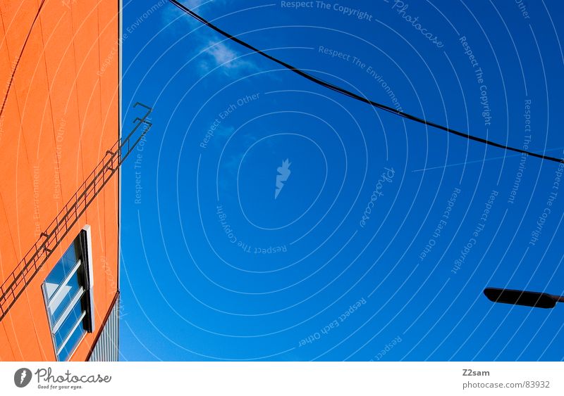abstract geometry II Abstract Geometry Graphic String Connect Window Perspective Modern Illustration Colour Orange Ladder lines Rope Cable Connection Sky Shadow