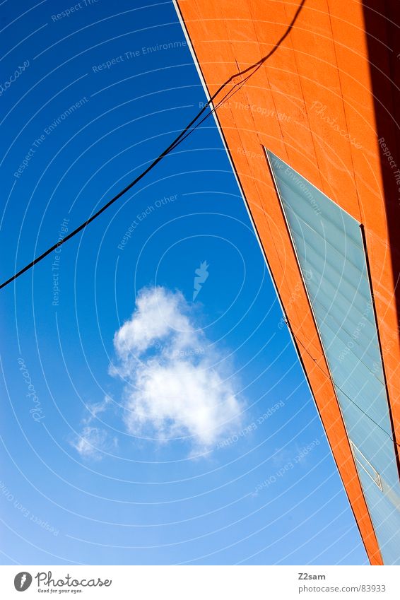 abstract geometry III Abstract Geometry Graphic String Connect Window Perspective Modern Illustration Colour Orange Ladder lines Rope Cable Connection Sky