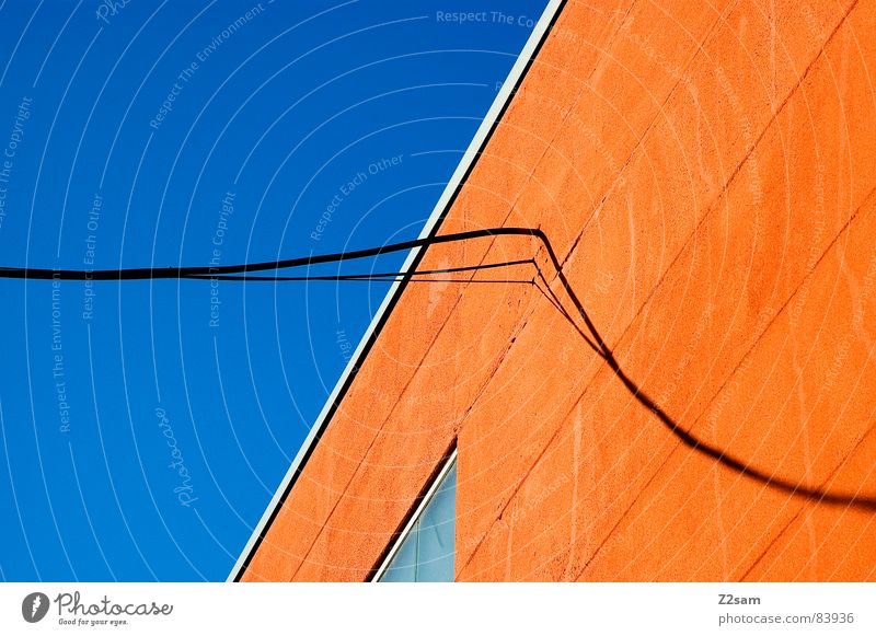 abstract geometry IV Abstract Geometry Graphic String Connect Window Perspective Modern Illustration Colour Orange Ladder lines Rope Cable Connection Sky Shadow
