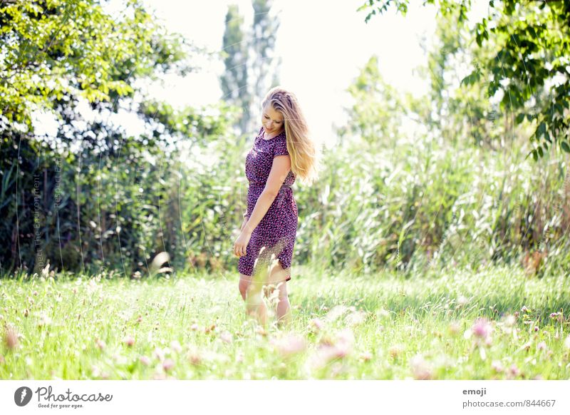 green Feminine Young woman Youth (Young adults) 1 Human being 18 - 30 years Adults Environment Nature Landscape Summer Beautiful weather Meadow Natural Green