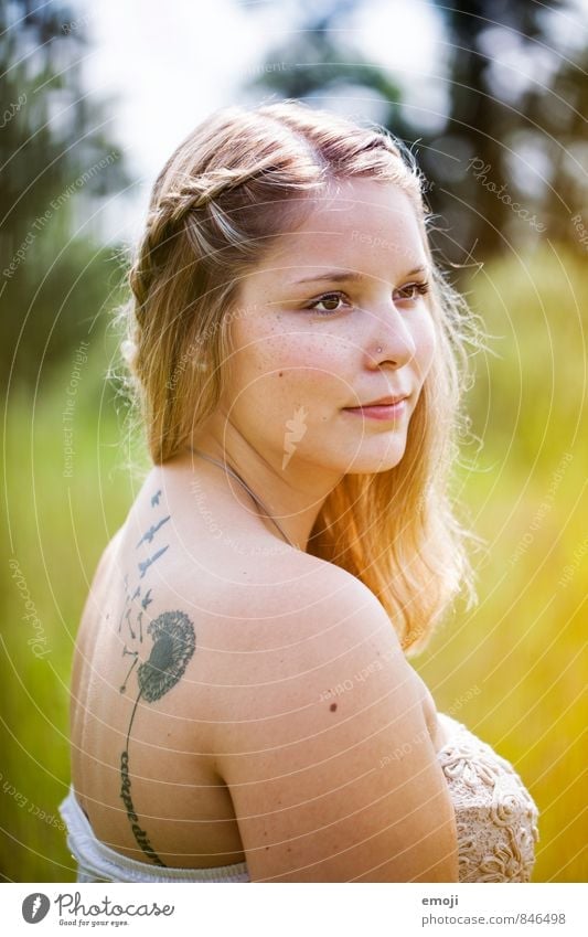 dandelion Feminine Young woman Youth (Young adults) 1 Human being 18 - 30 years Adults Nature Hair and hairstyles Blonde Braids Beautiful Natural Tattoo