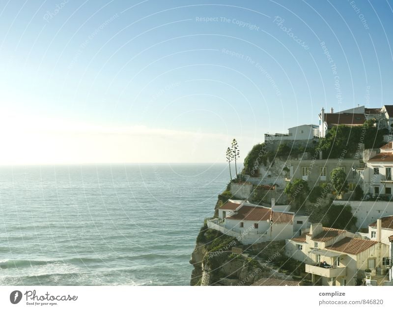 Azenhas do Mar Horizon Sun Waves Coast Beach Bay Ocean Stone Living or residing House (Residential Structure) Rock Portugal Atlantic Ocean Flat (apartment)