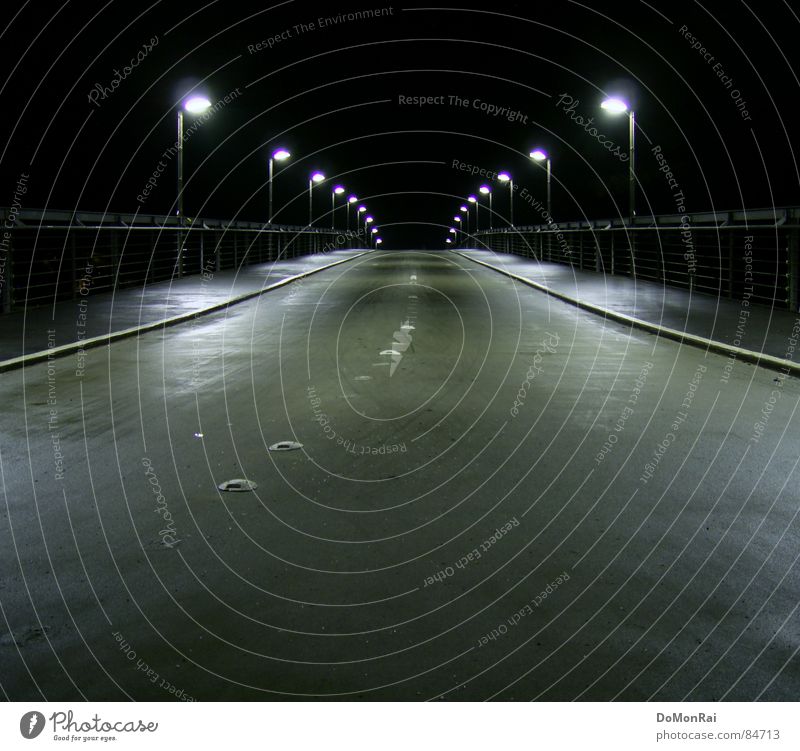 Bridge to Nothingness (© by Pathos) Colour photo Exterior shot Deserted Copy Space bottom Night Artificial light Long exposure Konstanz Europe Small Town