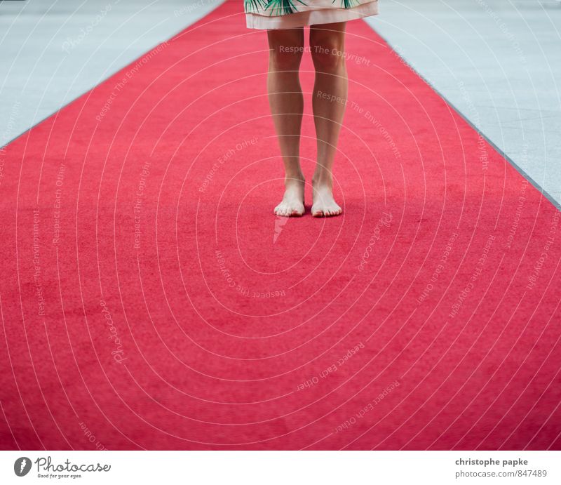 Nice reception Feminine Young woman Youth (Young adults) Woman Adults Legs Feet 1 Human being Stand Red carpet Barefoot Receive Event Luxury Media hype tabloids