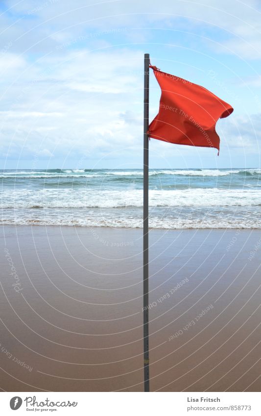 Swing the red flag... Water Storm Wind Waves Coast Beach ajo Flag Red Colour photo Day