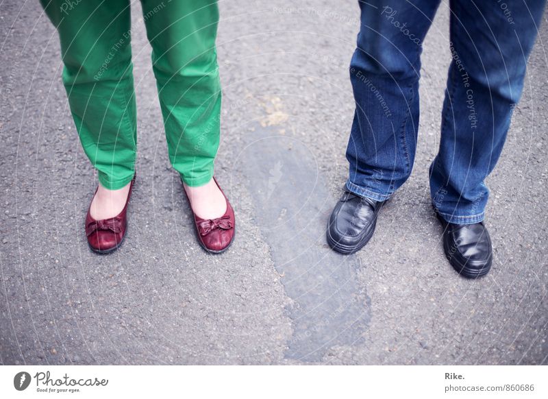 two together. Human being Masculine Feminine Woman Adults Man Parents Couple Partner Life Feet 2 45 - 60 years Tights Footwear Stand Sympathy Together Love Help