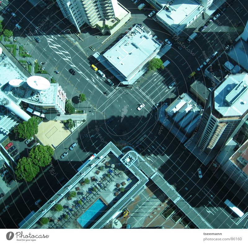 Urban X-ing Auckland Town High-rise Transport New Zealand Crossroads Traffic infrastructure crossing traffic cars buildings Car Street