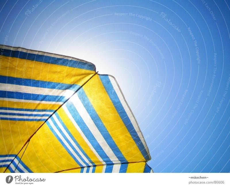 summerfeeling II Relaxation Vacation & Travel Summer Sun Sunbathing Beach Sky Cloudless sky Warmth To enjoy Blue Yellow White Sunshade sunshine swim bright blue
