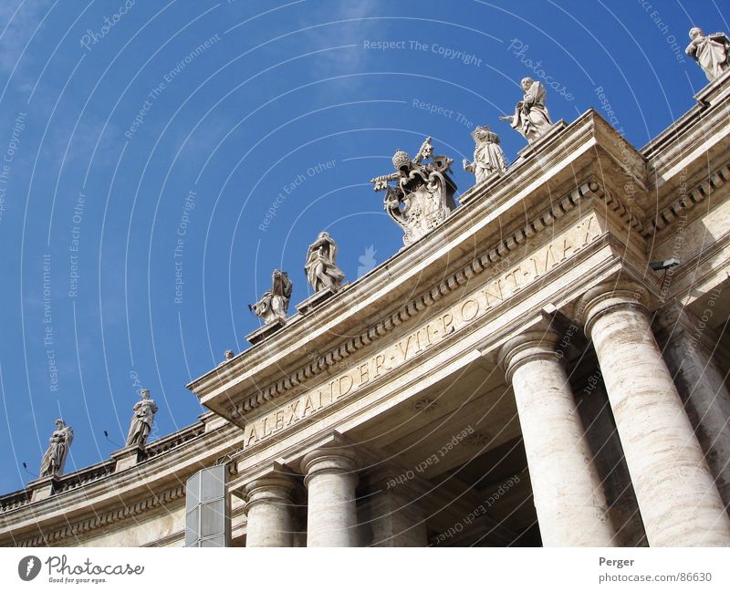 So close to heaven Vatican Rome Holy Statue Entrance Sightseeing Religion and faith Catholicism Art Historic Monument House of worship Column Pope Blue sky
