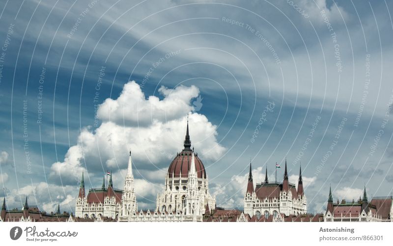 Parliament Budapest I Environment Air Sky Clouds Weather Beautiful weather Hungary Town Capital city Old town Deserted House (Residential Structure) Palace