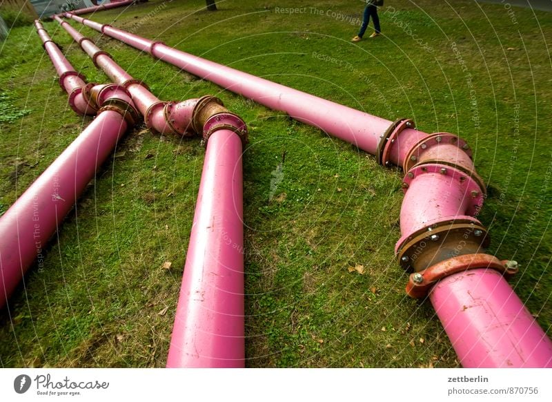 red tube Pipe Iron-pipe Transmission lines Conduit Pipeline Plumber Installations Dehydrate Cast melioration Flange 3 Parallel Grass Meadow Construction site