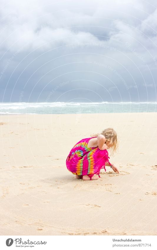 cold hawaii Playing Vacation & Travel Summer Beach Ocean Waves Human being Girl Infancy Life 3 - 8 years Child Nature Landscape Clouds Storm clouds Wind