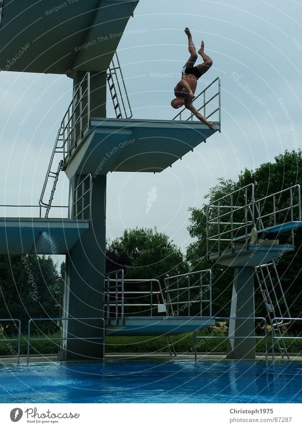 The jump into the water Ski jump Swimming pool Summer Going Panic Fear Panic. bad jump Water josh sb. Bursting jump to the side jump backwards