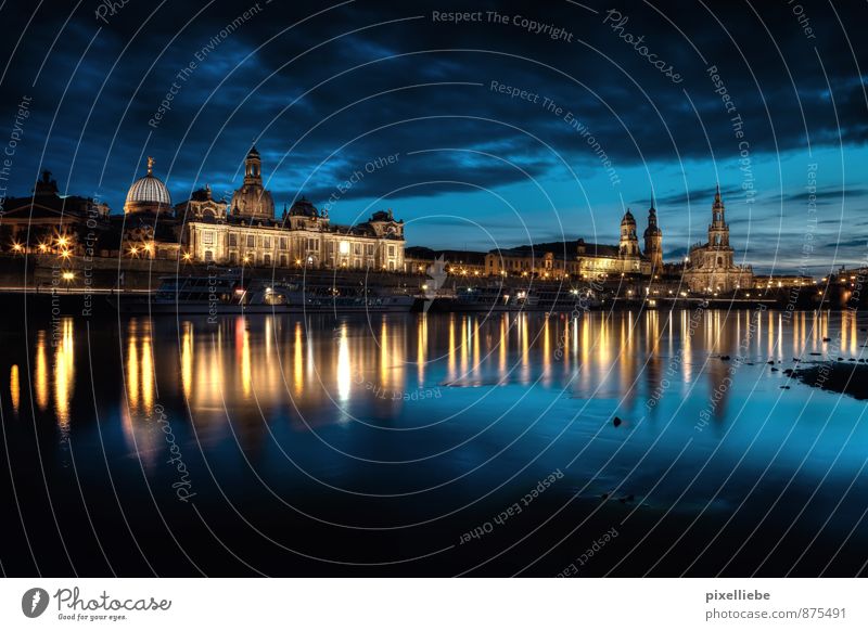 Elbe bank Dresden Elegant Vacation & Travel Tourism City trip Architecture Culture Clouds River bank Capital city Old town Skyline Tourist Attraction Landmark