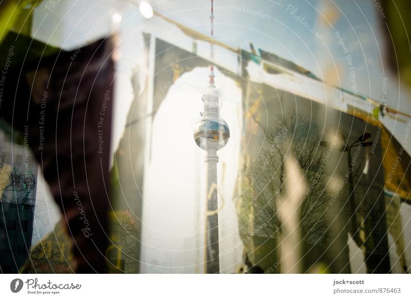 Poster Action Capital city Landmark Berlin TV Tower Moody SME Broken Illusion Multilayered Scrap Vista Subdued colour Detail Abstract Structures and shapes