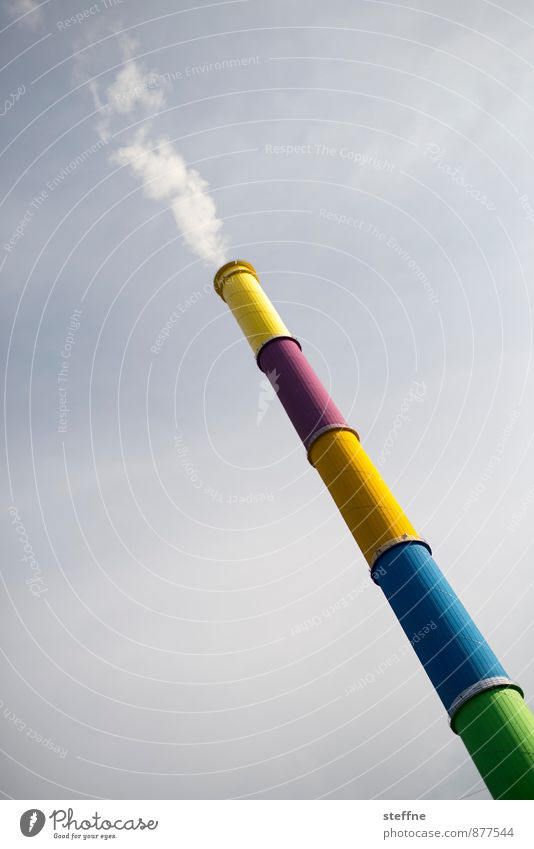 let off steam in style Chemnitz Industrial plant Factory Environmental pollution Thermal power station Chimney Multicoloured Exhaust gas Colour photo