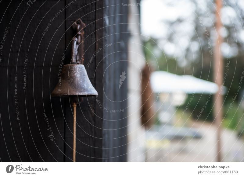 Please do not hang at the big bell Garden Wall (barrier) Wall (building) Metal Rust Old Bell chime ring the bell Wake garden furniture Bronze Sound Colour photo
