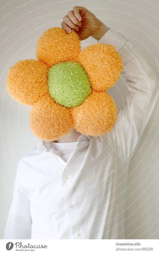 flowerhead Flower Green Cloth Man Plant Shirt White Joy Work and employment Head Orange