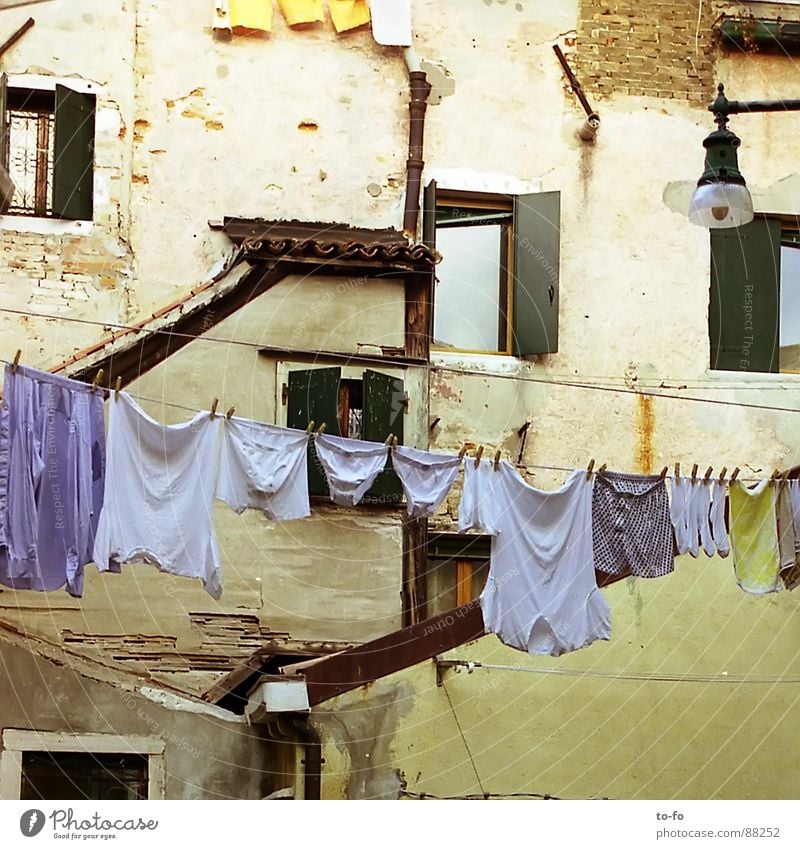 laundry Laundry Clothesline Italy South Vacation & Travel Washing day Facade Town Window Narrow Corner Household angled