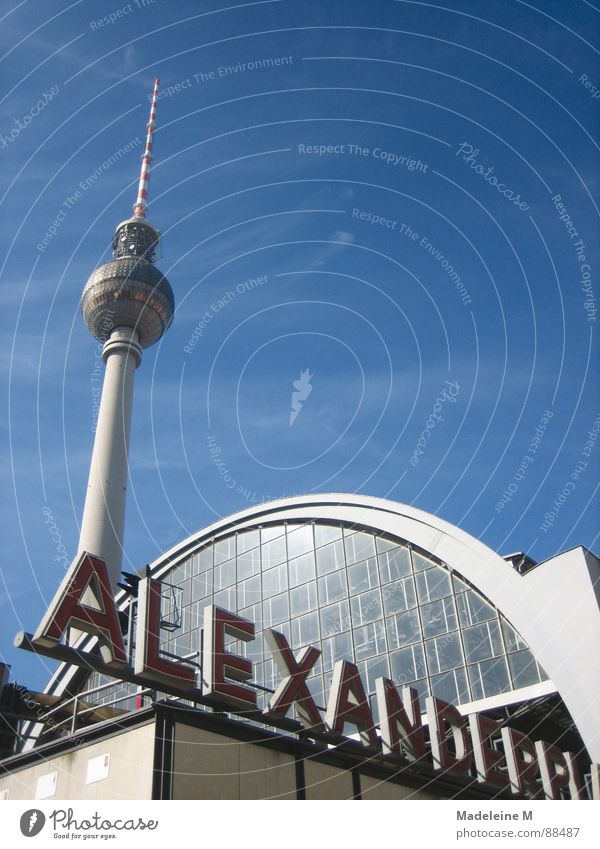 celestial needle Alexanderplatz Architecture Sky Beautiful weather Berlin Far-off places Tall Deep Train station