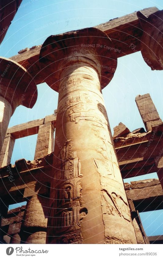 Rising high - Amun Ra, Luxor - Egypt Column Hieroglyph Temple Deities Decline Ancient Pharaohs Beige Monumental Manmade structures Africa Landmark Art