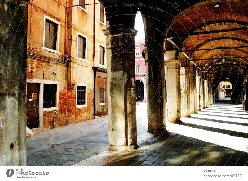 Venice times andres Manmade structures Light Masonry Wall (barrier) Derelict Traffic infrastructure Arcade Shadow Contrast